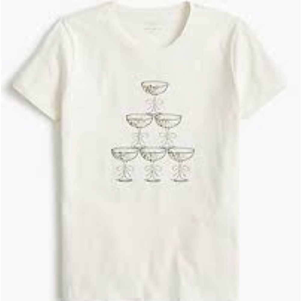 J. CREW NWT COLLECTOR tee size L Champagne Glasses Graphic - Picture 4 of 7
